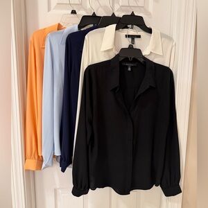 WHBM Long Sleeve Soft Shirt Button Up - Black, white, Navy, Light Blue, Orange
